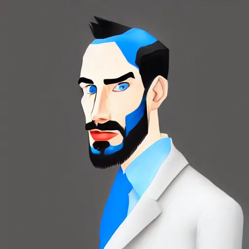 Image similar to a drawing of a man with blue eyes, a character portrait by lichtenstein, reddit contest winner, digital art, sketchfab, concept art, handsome