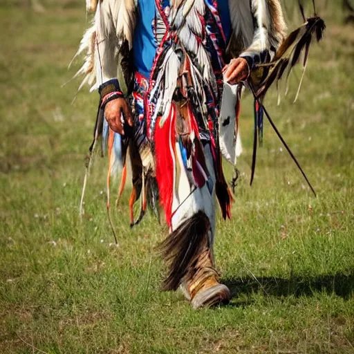 Prompt: native american chief walking