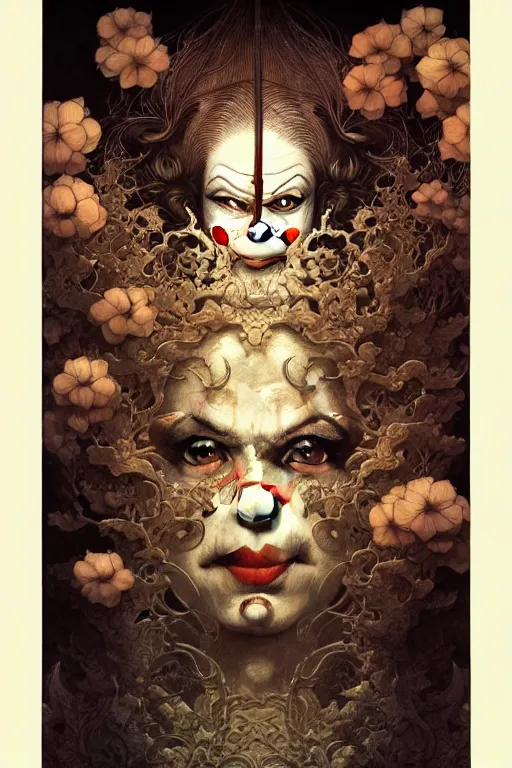 Image similar to 🤡, dynamic lighting, depth details, intricate, smooth, extremely highly detailed, by bambang nurdianshyah, garis edelweiss, roby dwi antono and ayami kojima, takato yamamoto, barclay shaw, karol bak, yukito kishiro, norman rockwell