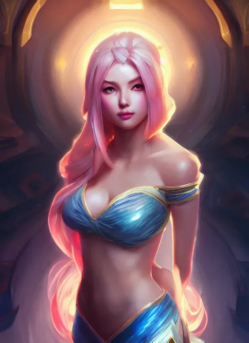 Image similar to lux fortune from league of legends, half body shot, path traced, realistic, highly detailed, high quality, digital painting, hd, alena aenami, lilia alvarado, shinji aramaki, karol bak, alphonse mucha, tom bagshaw