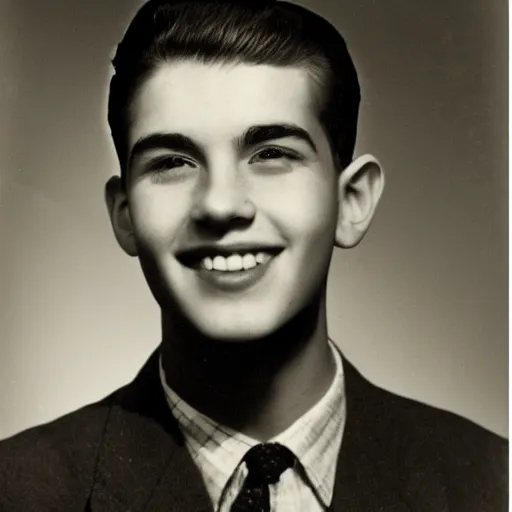 Image similar to a photographic portrait of a young man in the 1 9 5 0 s