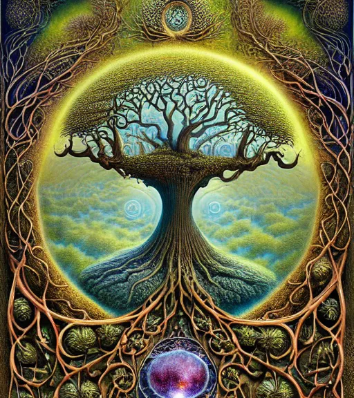 Image similar to tree of life by roger dean and andrew ferez, art forms of nature by ernst haeckel, divine chaos engine, symbolist, visionary, art nouveau, botanical fractal structures, organic, detailed, realistic, surreality