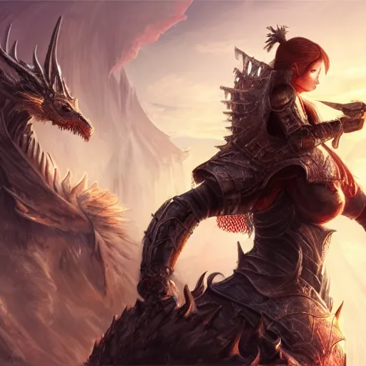 Image similar to breathtaking detailed concept art drawing of teenage girl in armor standing on the back of a dragon, art stand trend, very bright lights, ultra wide angle, 4 k