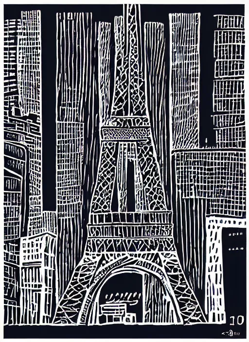 Image similar to portrait of paris, smooth, linocut illustration by tim foley