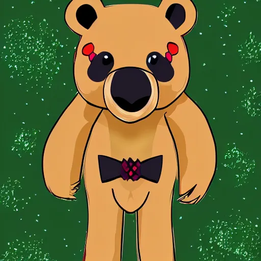 Prompt: cute anthro anime bear, digital art