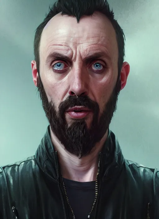 Image similar to highly detailed portrait of adam nergal darski in gta v, stephen bliss, unreal engine, fantasy art by greg rutkowski, loish, rhads, ferdinand knab, makoto shinkai and lois van baarle, artgerm, pixar, ilya kuvshinov, rossdraws, tom bagshaw, global illumination, radiant light, detailed and intricate environment