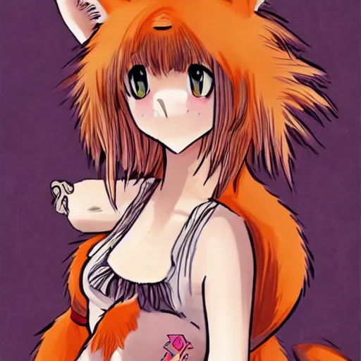 Prompt: manga cover of a cute girl that can turn into a fox