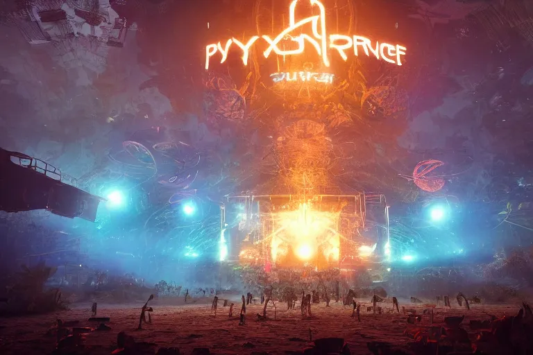 Image similar to a flyer design for a psytrance festival with no text, powerful, cinematic, beautifully lit, by craig mullins, by galan pang, 3 d, trending on artstation, octane render, 8 k