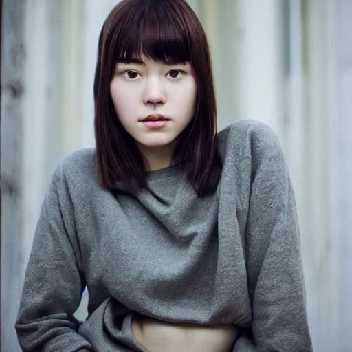 Image similar to a portrait photo of a beautiful young woman who looks like a korean mary elizabeth winstead