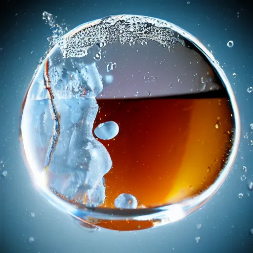 Prompt: a 3 5 mm macro photo of a refreshing glass of soda with astronauts swimming around inside the glass, unreal engine