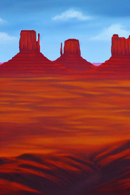 Prompt: bob ross painting of monument valley