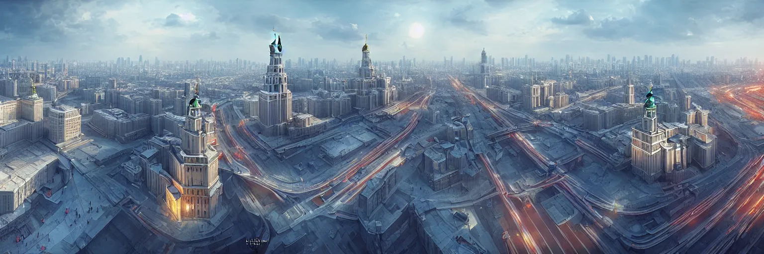 Image similar to a beautiful highly detailed matte painting of a Moscow city, by Jose Daniel Cabrera Pena and Leonid Kozienko concept art by Tooth Wuan