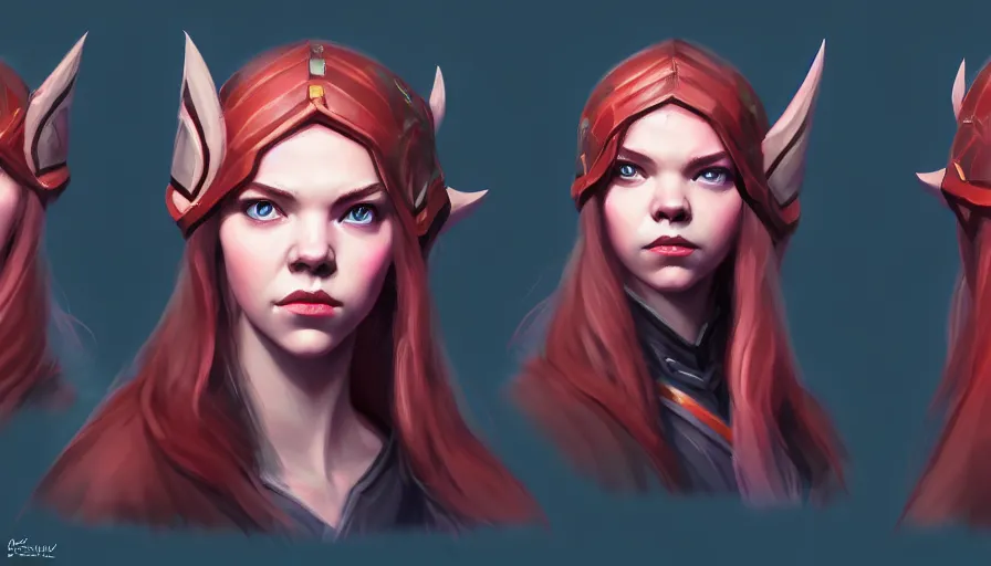 Image similar to portrait of anya taylor - joy as dota 2 game character, symmetrical, dota 2 concept art, character design by moby francke and drew wolf, artstation trending, sense of awe