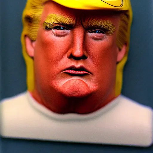 Image similar to cross - eyed redneck donald trump, highly detailed facial expression, 3 5 mm film