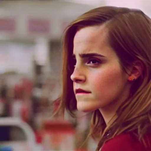 Image similar to emma watson, inside kmart, film still, instagram,