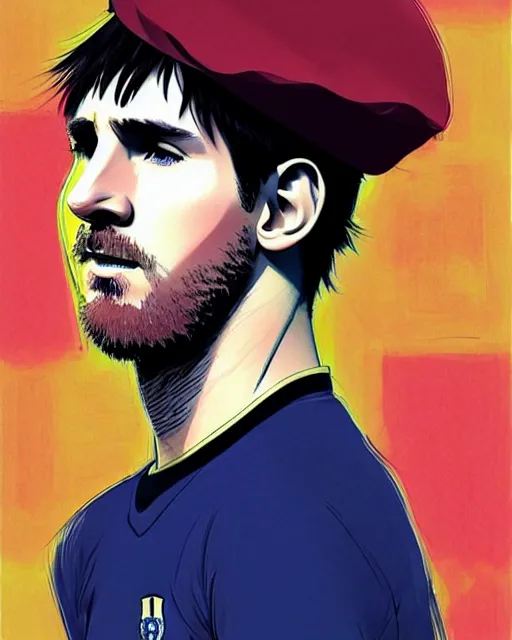 Prompt: messi with a beret | | very very anime!!!, fine - face, audrey plaza, realistic shaded perfect face, fine details. anime. realistic shaded lighting poster by ilya kuvshinov katsuhiro otomo ghost - in - the - shell, magali villeneuve, artgerm, jeremy lipkin and michael garmash and rob rey