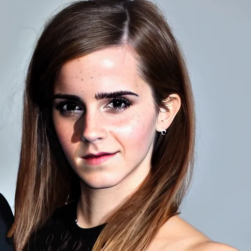 Image similar to a woman who is a combination of emma watson and kim kardashian, close up