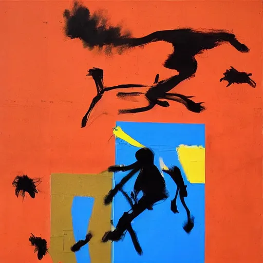 Image similar to by robert motherwell, by li wei street art. a beautiful performance art of a space battle with wild, bright colors.