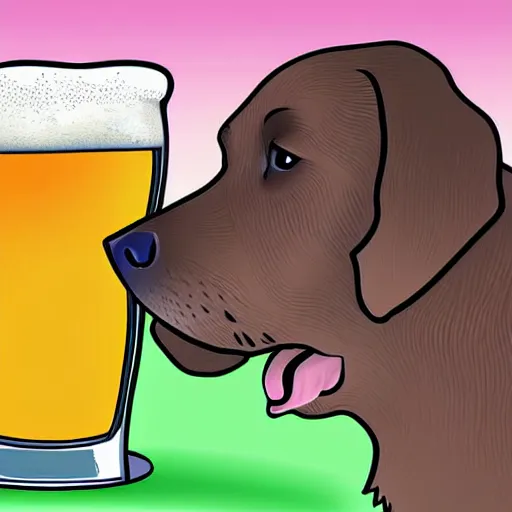 Image similar to digital art of a dog drinking beer