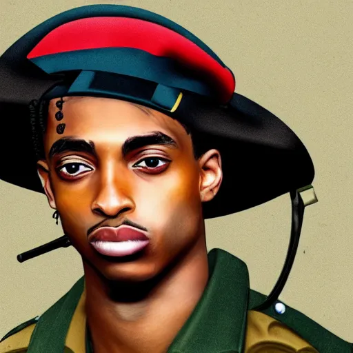 Image similar to playboi carti as a world war ii soldier digital art 4 k detailed super realistic