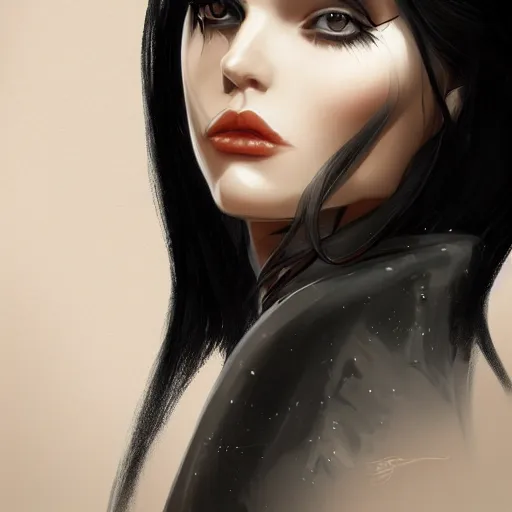 Prompt: portrait, woman with black hair, the lady of ash, elegant, fantasy, artstation, illustration, intricate, sharp focus, digital painting