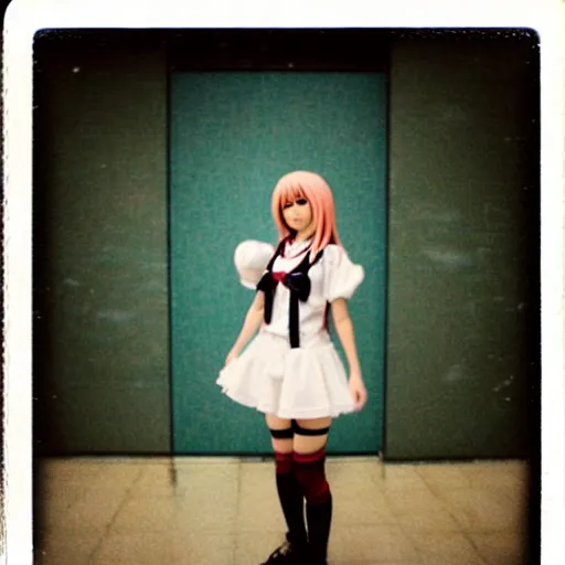 Image similar to atmospheric Polaroid photo of Marisa kirisame cosplayer in an abandoned mall