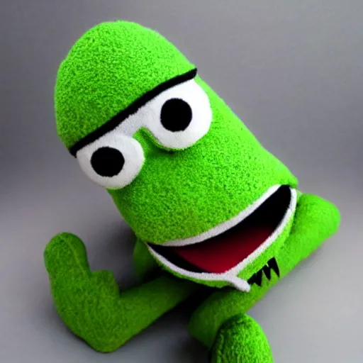 Image similar to pepe frog puppet from the jim henson company