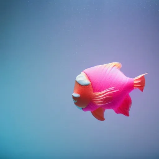 Image similar to a cotton candy fish. dramatic lighting.