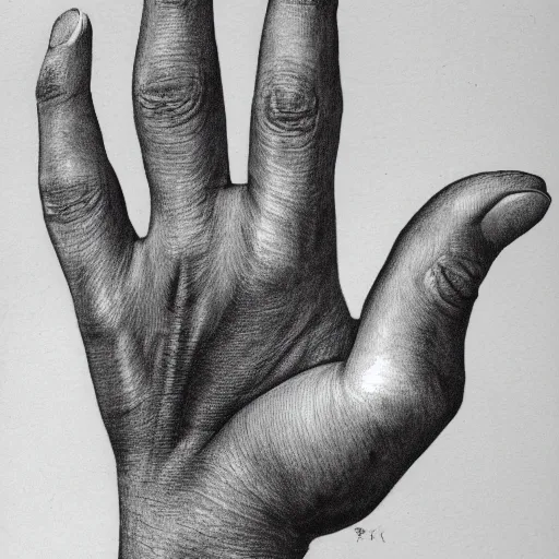 Prompt: detailed study of a human hand, flickr