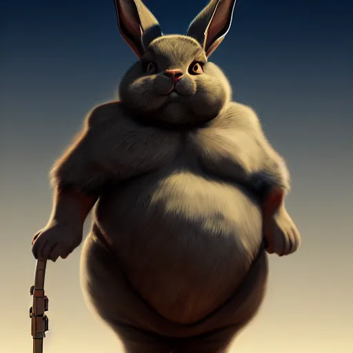 Prompt: portrait of the real life Big Chungus, expressive pose, futuristic, highly detailed, digital painting, artstation, concept art, smooth, sharp focus, dramatic light, studio light, by Francisco Goya
