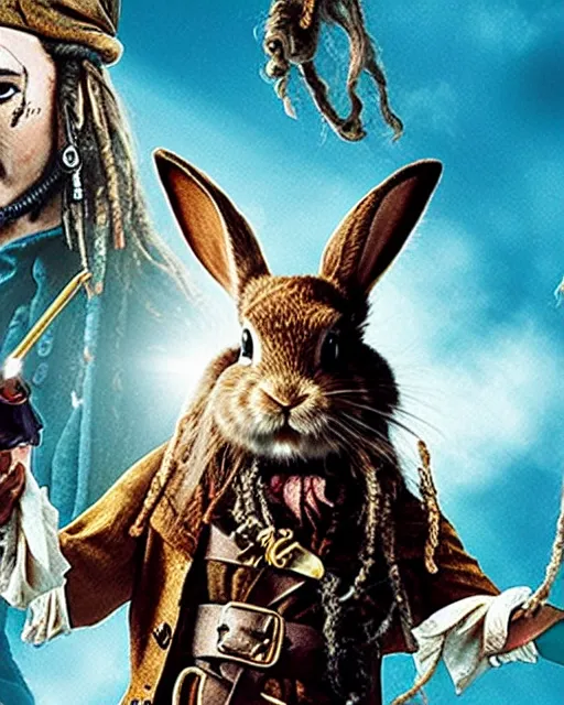 Image similar to A bunny in the movie pirates of the Caribbean ,