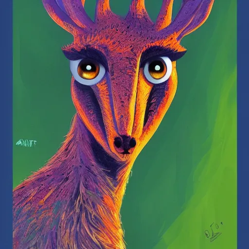 Image similar to a dik dik monster colorful, digital art, fantasy, magic, trending on artstation, ultra detailed, professional illustration by Basil Gogos