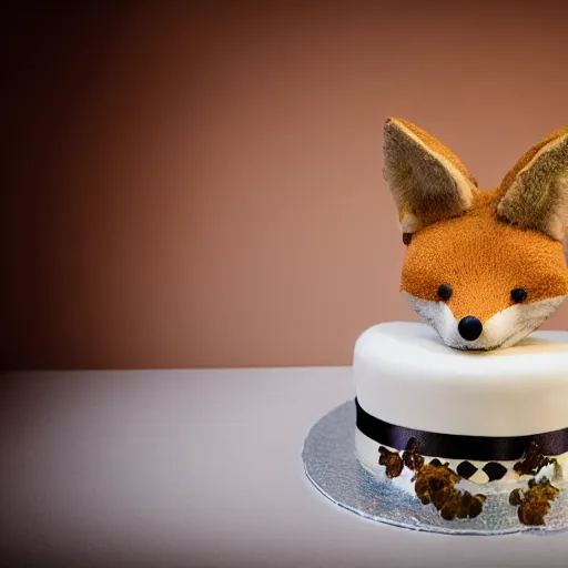 Image similar to studio photography of wedding cake in the shape of a fox