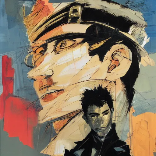 Image similar to a portrait of corto maltese dreaming about the forbidden city of valparaiso and the tango dancer he met there, oil on canvas by dave mckean and yoji shinkawa