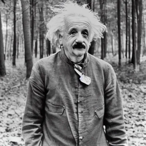 Prompt: Albert Einstein lost in the forest