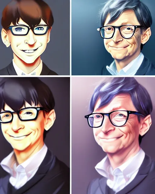 Lexica - Character concept art of bill gates as an anime boy  cute - fine  face, pretty face, realistic shaded perfect face, fine details by stanley