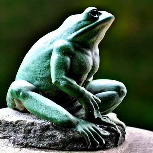 Image similar to greek statue of a buff frog