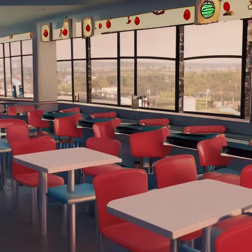 Image similar to 1990's diner full of zombies, 8k, octane render