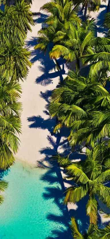 Image similar to highly aerial photo of walkway with palm trees, by shunji dodo, 8 k resolution, photo, high quality