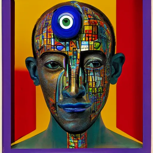 Image similar to A Nubian cyborg, portrait, by Nam June Paik, Man Ray, Richard Avedon