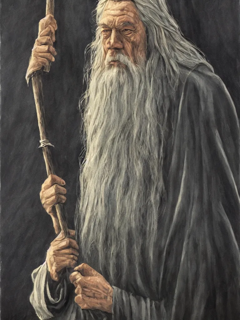 Image similar to gandalf as deity, painting