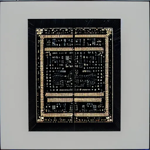 Image similar to black cube on a black background with intricate iridescent mother - of - pearl inlay art in the style of a circuit board