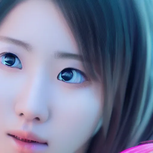 Image similar to a dynamic, epic cinematic 8K HD movie shot of close-up japanese beautiful cute young J-Pop idol actress girl face. Motion, VFX, Inspirational arthouse, at Behance, with Instagram filters