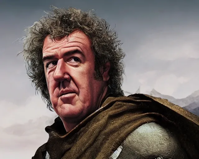 Image similar to jeremy clarkson in lord of the rings, character art, by various concept artists, redshift render, hyperrealistic face, photorealistic render