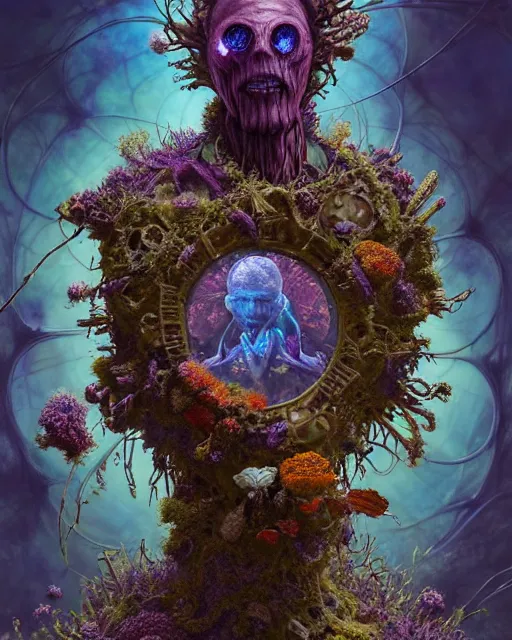 Image similar to the platonic ideal of flowers, rotting, insects and praying of cletus kasady carnage thanos dementor wild hunt doctor manhattan chtulu mandelbulb mandala ponyo bioshock davinci heavy rain, d & d, fantasy, ego death, decay, dmt, psilocybin, art by greg rutkowski and ruan jia