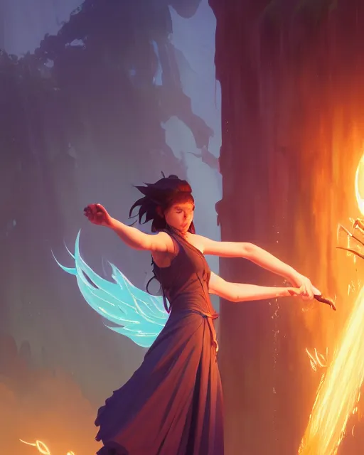 Image similar to highly detailed vfx portrait of a mage casting a water spell, unreal engine, greg rutkowski, loish, rhads, beeple, makoto shinkai and lois van baarle, ilya kuvshinov, rossdraws, tom bagshaw, alphonse mucha, global illumination, detailed and intricate environment