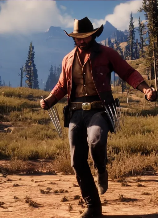 Image similar to film still of wolverine in red dead redemption 2 ( 2 0 1 8 video game )