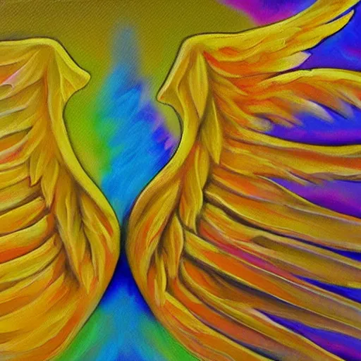 Prompt: spirit of the solar mythos mercurial angel wings soft light, award winning oil painting, chromatic aberration polychromatic color palette