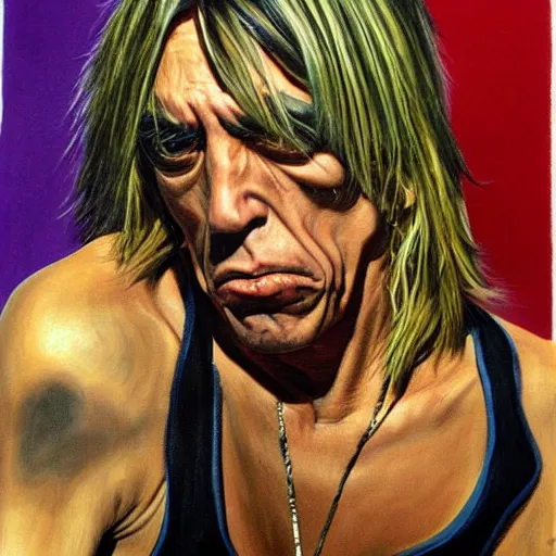 Prompt: Detailed painting of Iggy Pop by Simon Bisley