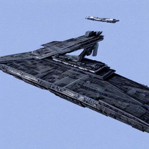 Image similar to an imperial star destroyer from star wars, cinematic, Unreal Engine